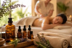 Masaje de aromaterapia en Salamanca con aceites esenciales y ambiente relajante en Estética Verdejo